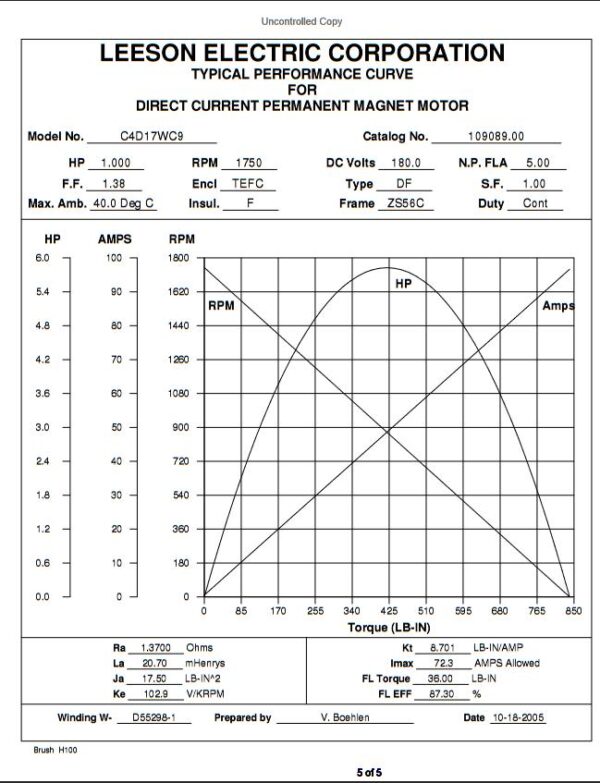 109089 - LEESON -1HP, 1800RPM, 180/230V, TEFC, S56C, NO BASE - Image 3
